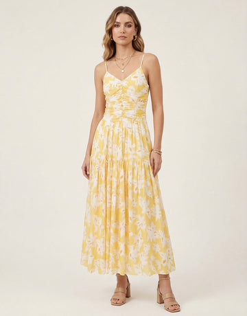 Pleated Cinched Waist Dress