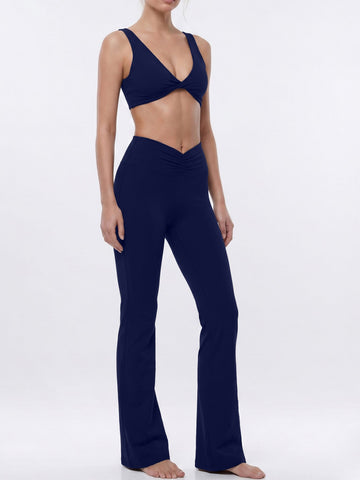 Crop Top Flare Leggings Athletic Set