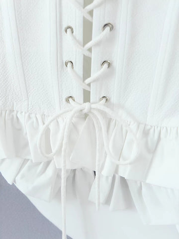 Corset Puff Sleeve Button Down Shirt