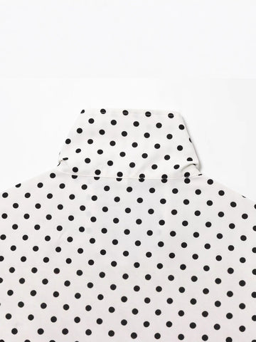 Polka Dot Cropped Stand Collar Jacket