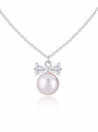 Dainty Bow Pearl Pendant Necklace