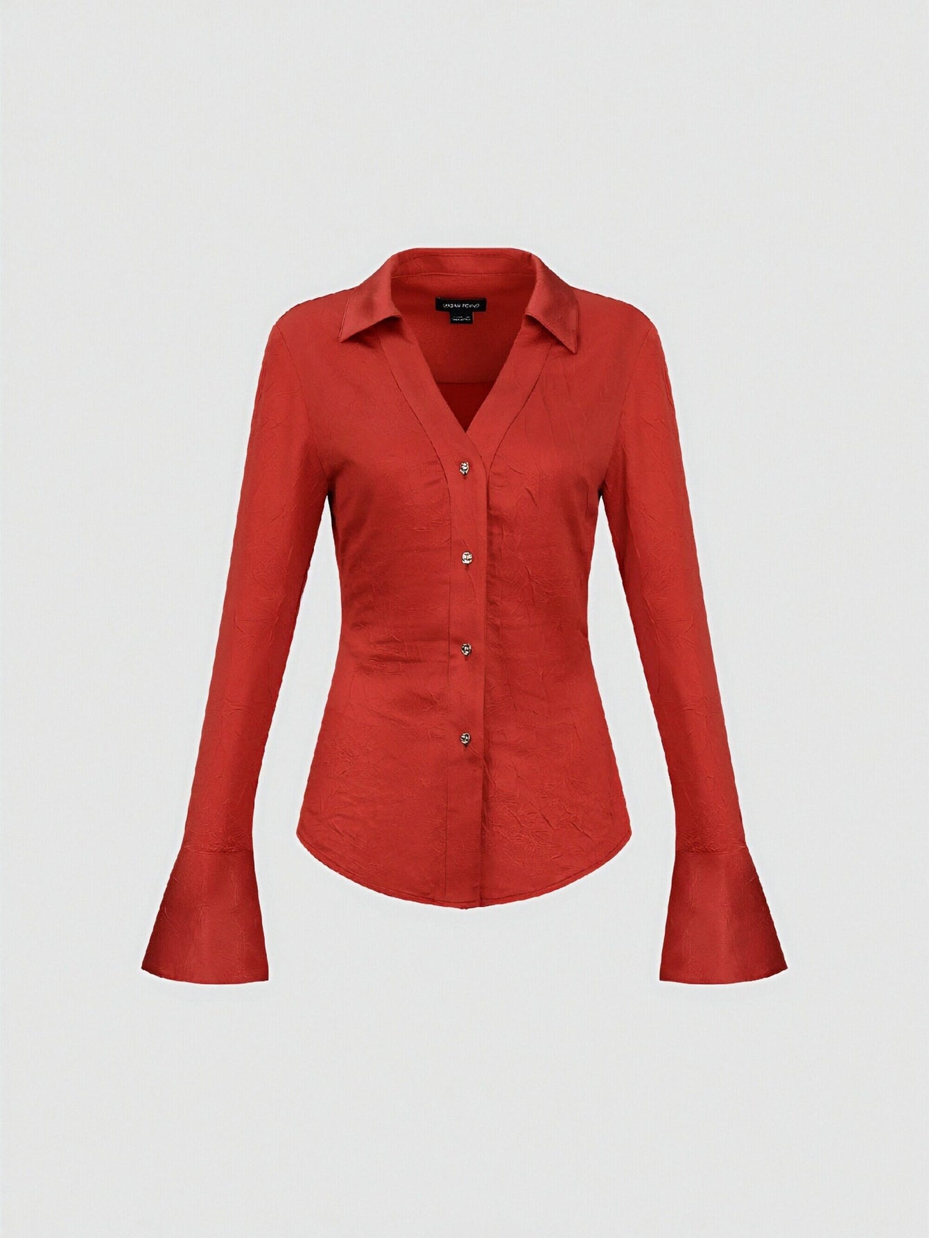 Urban Revivo Skinny V-Neck Shirt-Orange