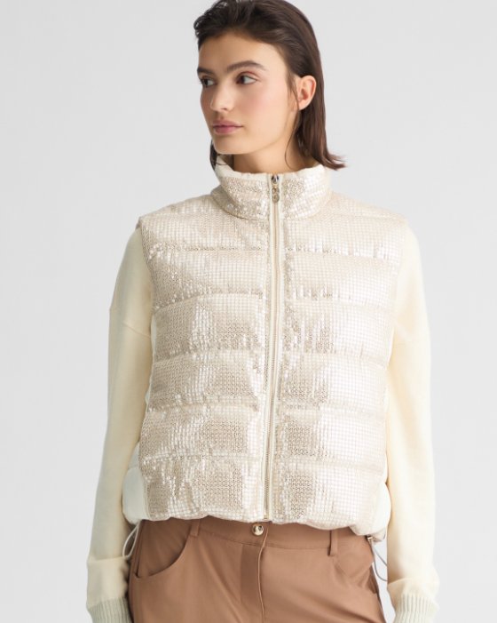 Shimmering Sequined Puffer Vest
