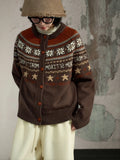 Cozy Fair Isle Pattern Cardigan Sweater