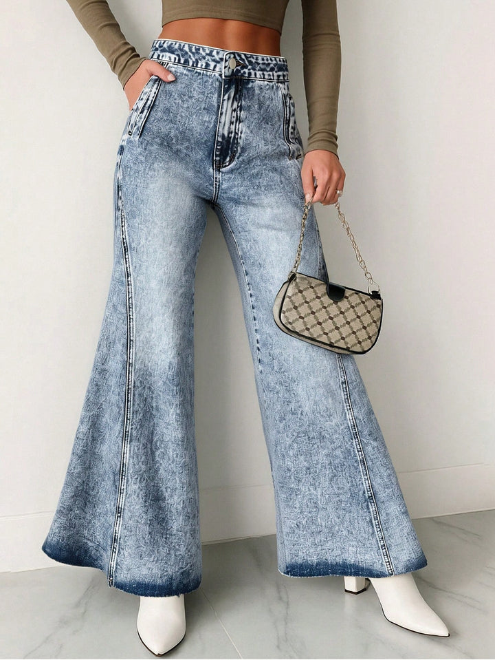 Acid Wash Wide Leg Jeans