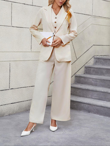 Elegant Linen Vest Wide Leg Set
