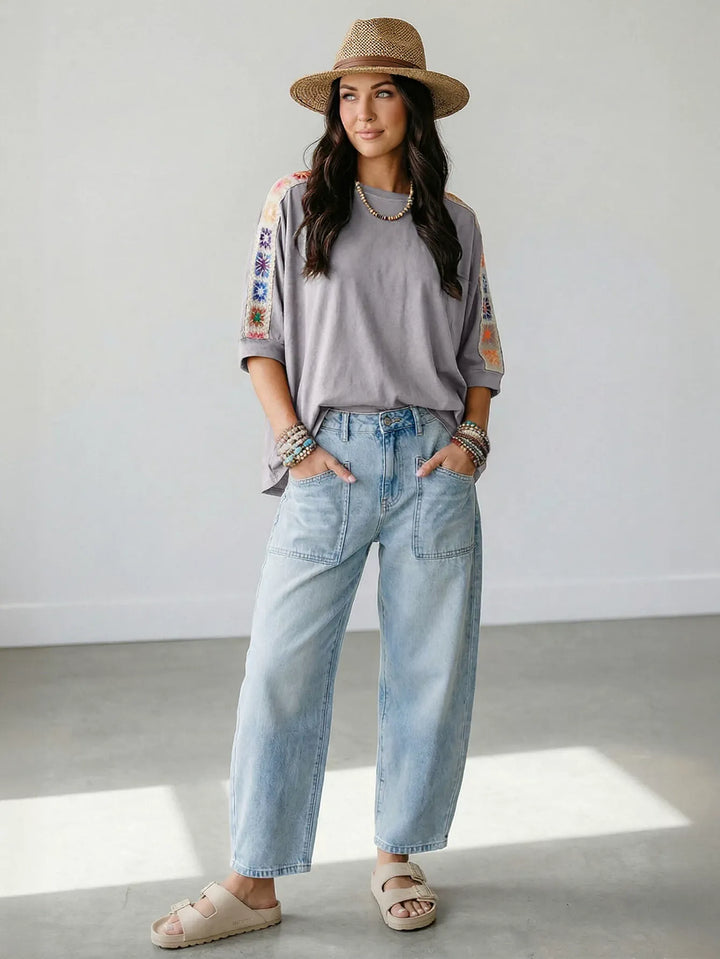 Crochet Trim Casual T-Shirt