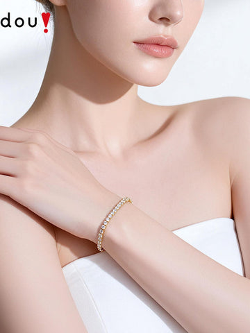 Dainty Gold Cubic Zirconia Tennis Bracelet