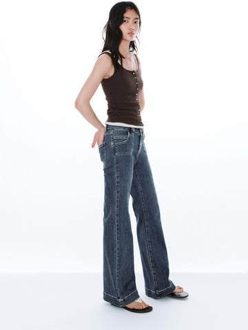 2 In 1 Button Detail Sleeveless T-Shirts