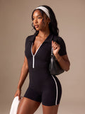 Sculpting Zip Front Romper Set