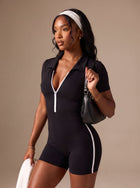 Sculpting Zip Front Romper Set