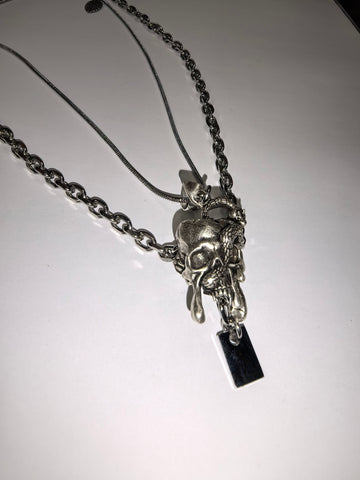 Gothic Layered Skull Pendant Necklace