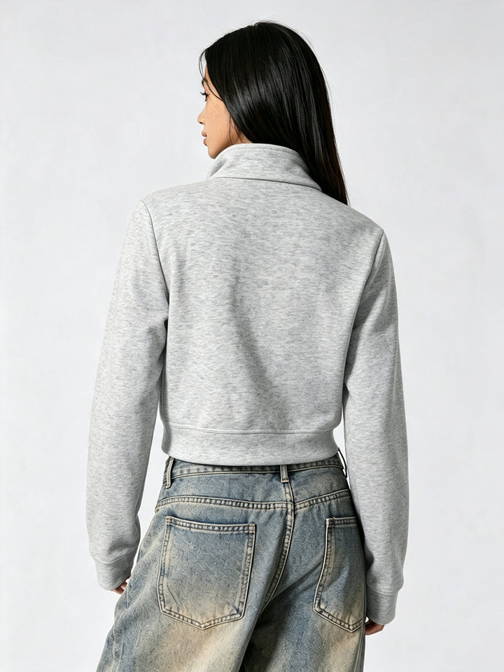 Cropped Military Style Zip Up Jacket