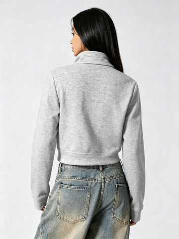 Cropped Military Style Zip Up Jacket