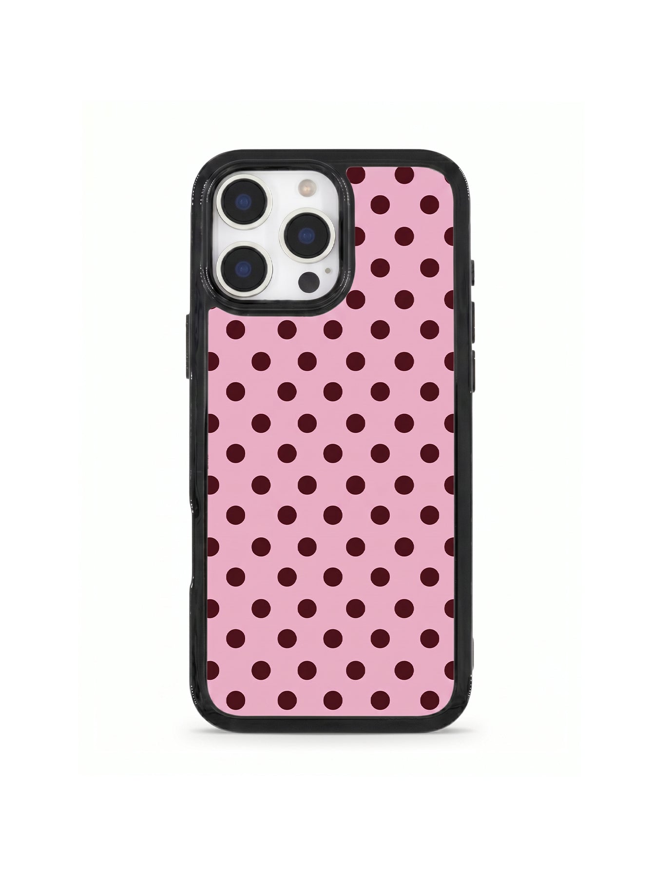 Pink Polka Dot Clear Shockproof Acrylic Phone Case