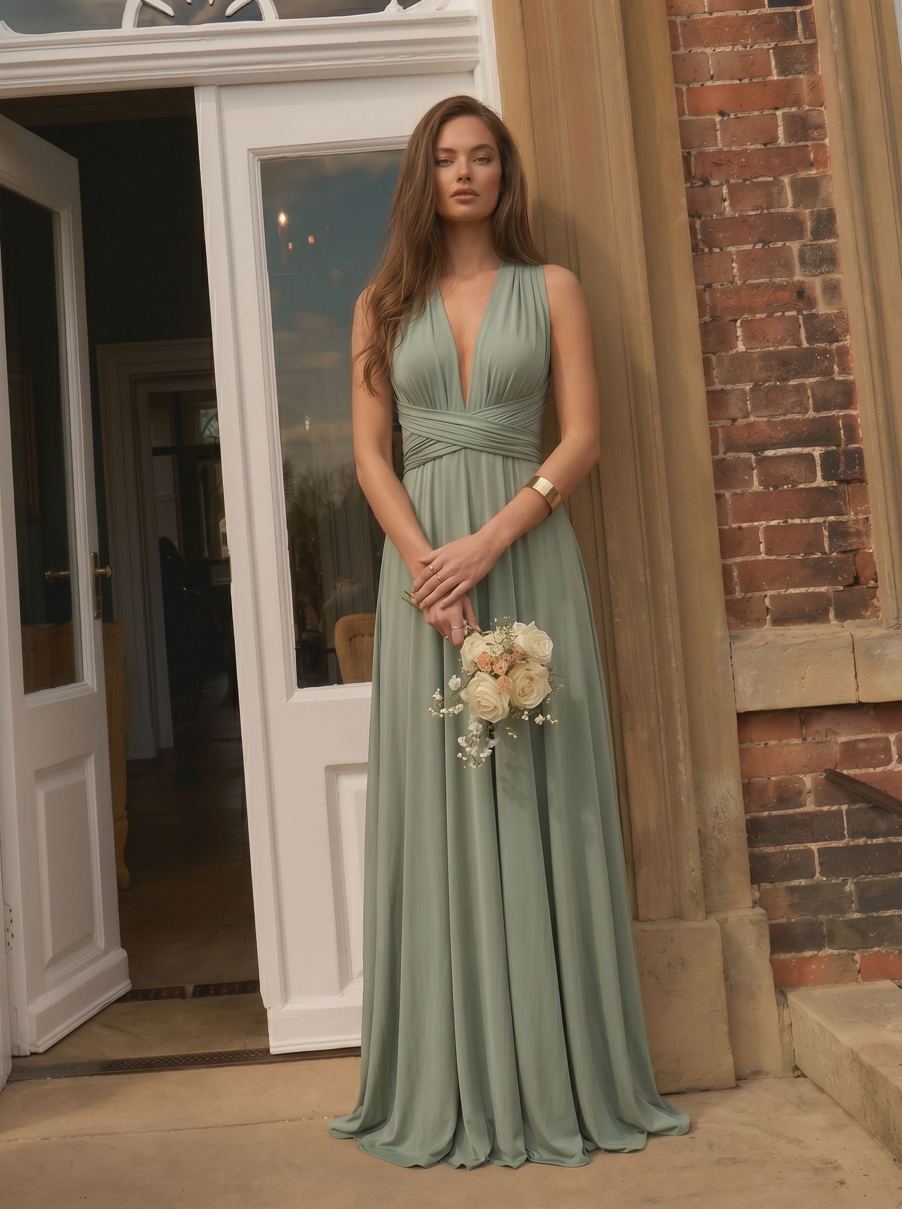 Convertible Plunge Maxi Bridesmaid Dress