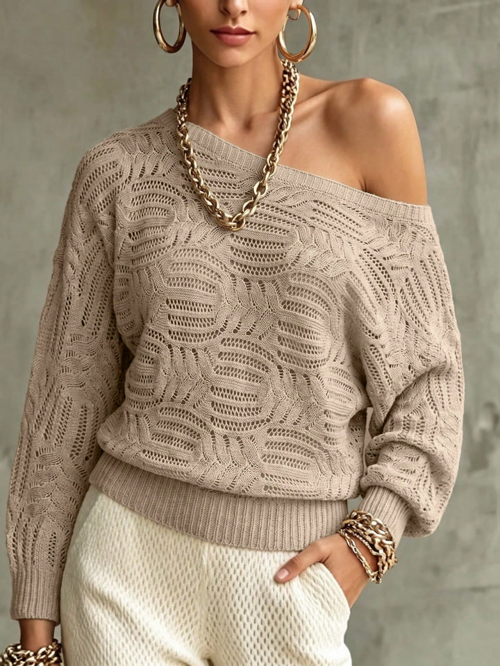 Open Knit Off Shoulder Sweater