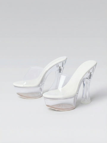 Clear PVC Open-Toe Platform Heel Nightclub High Heel