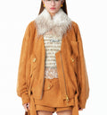 Faux Fur Trim Suede Jacket