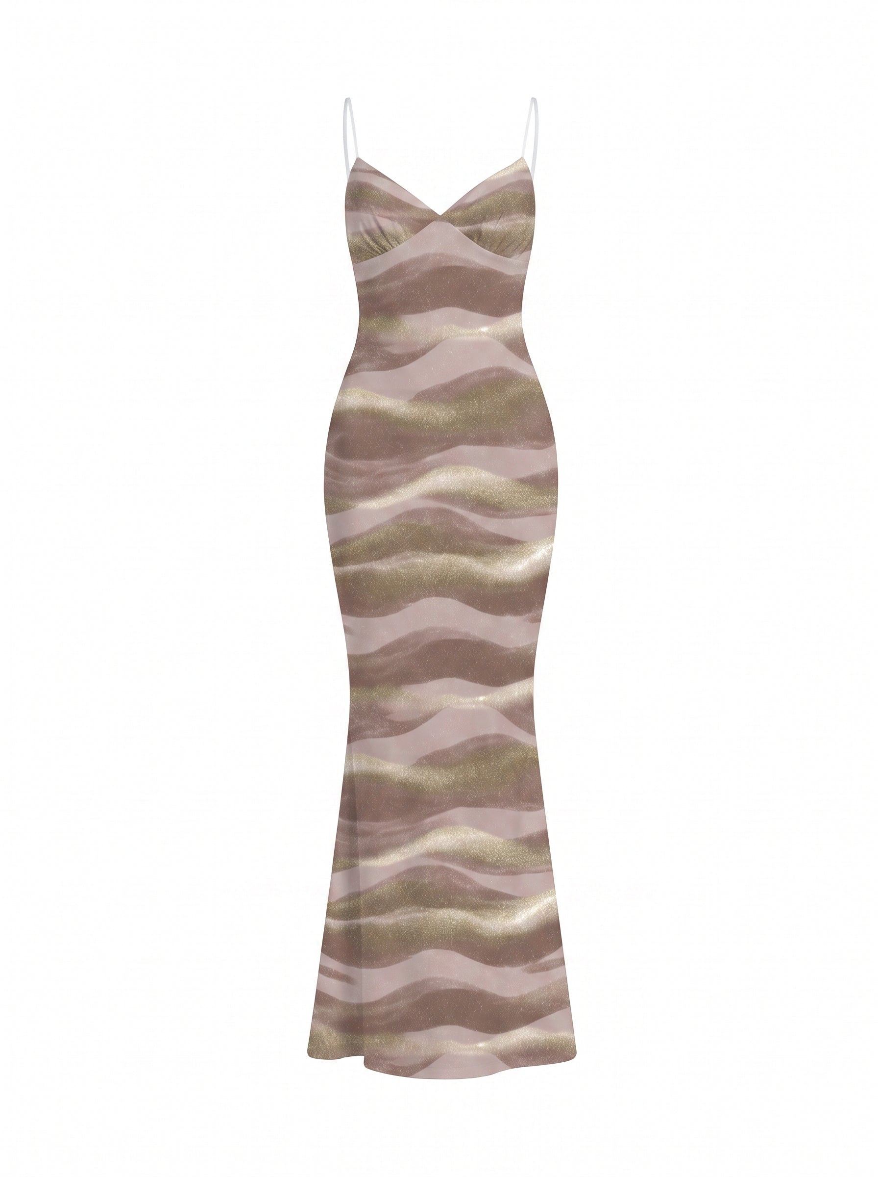 Mahlet B's Brown Wave Print Maxi Dress