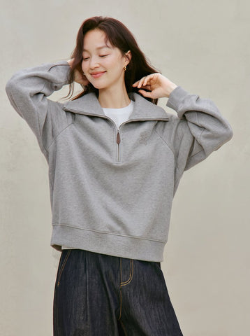 Embroidered Cotton Quarter Zip Sweatshirt