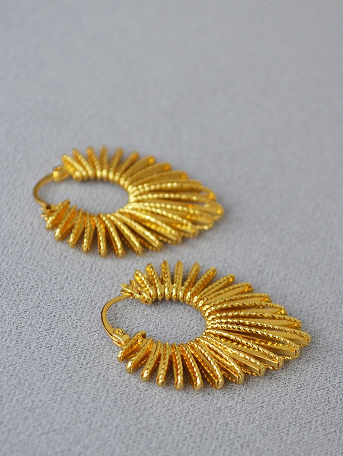 Radiant Textured Gold Hoop Earrings