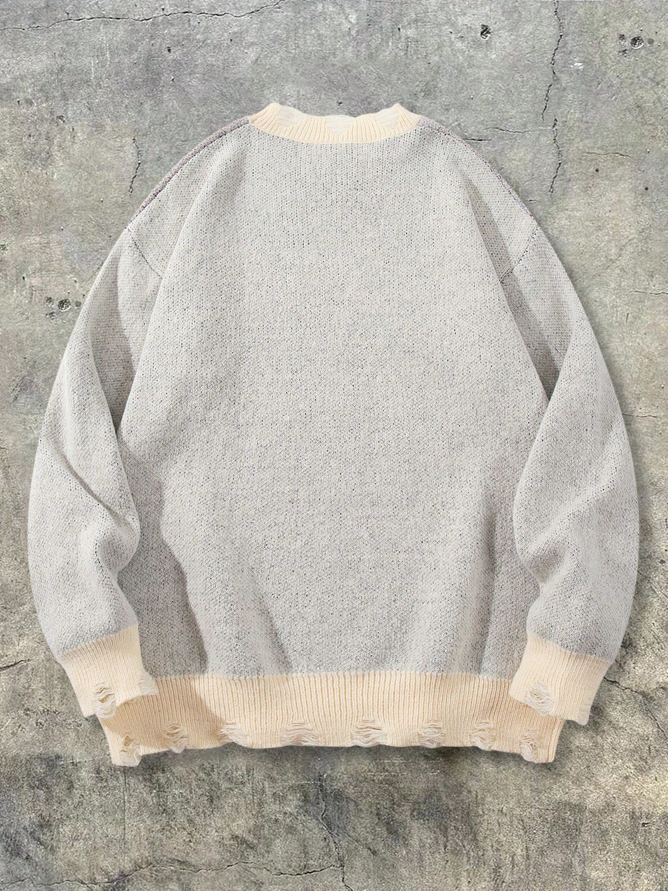 Distressed Graphic Oversized Knit Sweater