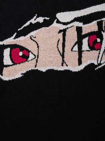 Oversized Anime Graphic Knit Sweater