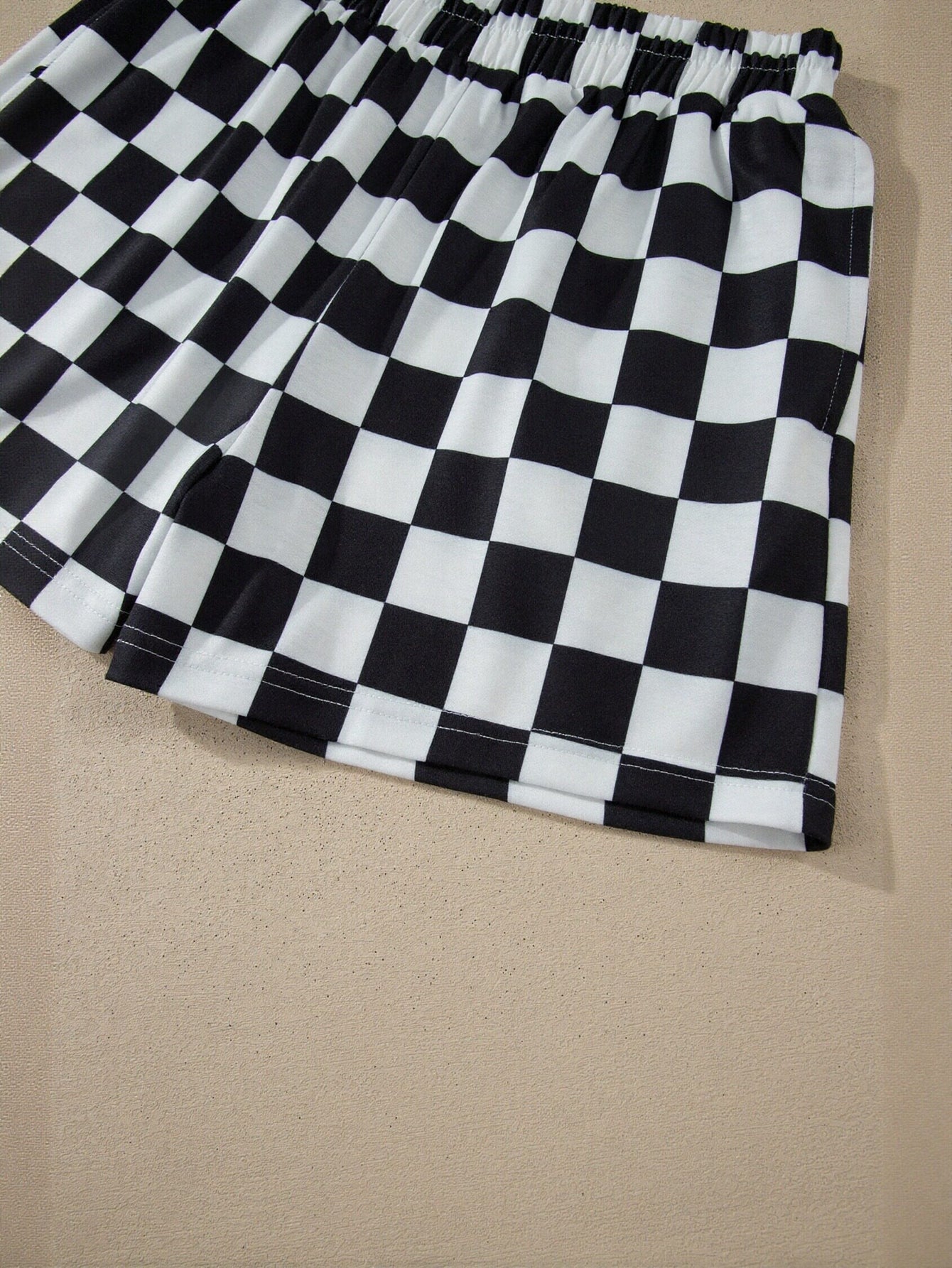 Comfy Checkered Knit Short Set