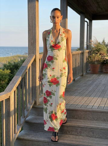 Sissi Yuan's Hibiscus Print Midi Dress