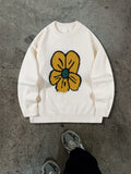 Oversized Floral Graphic Knit Sweater