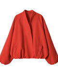 Minimalist Oversized Red Bomber Jacket