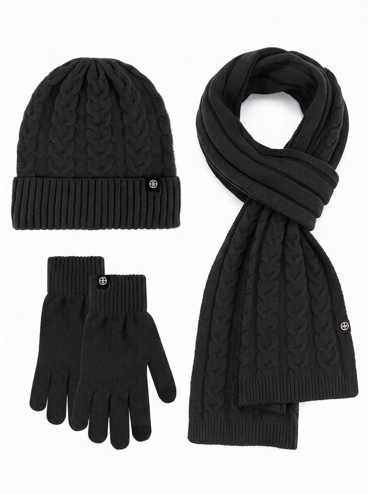 Cozy Warm Winter Hat Scarf 3‑Piece Set