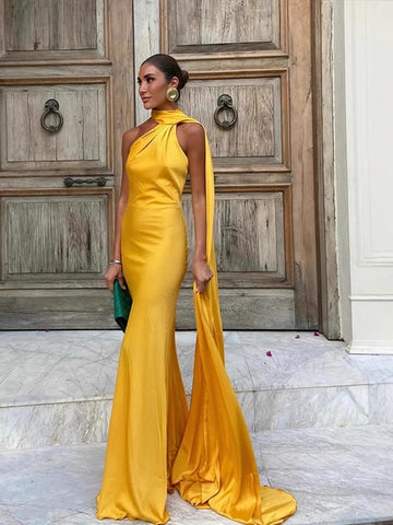 Satin Halter Neck Midi Dress