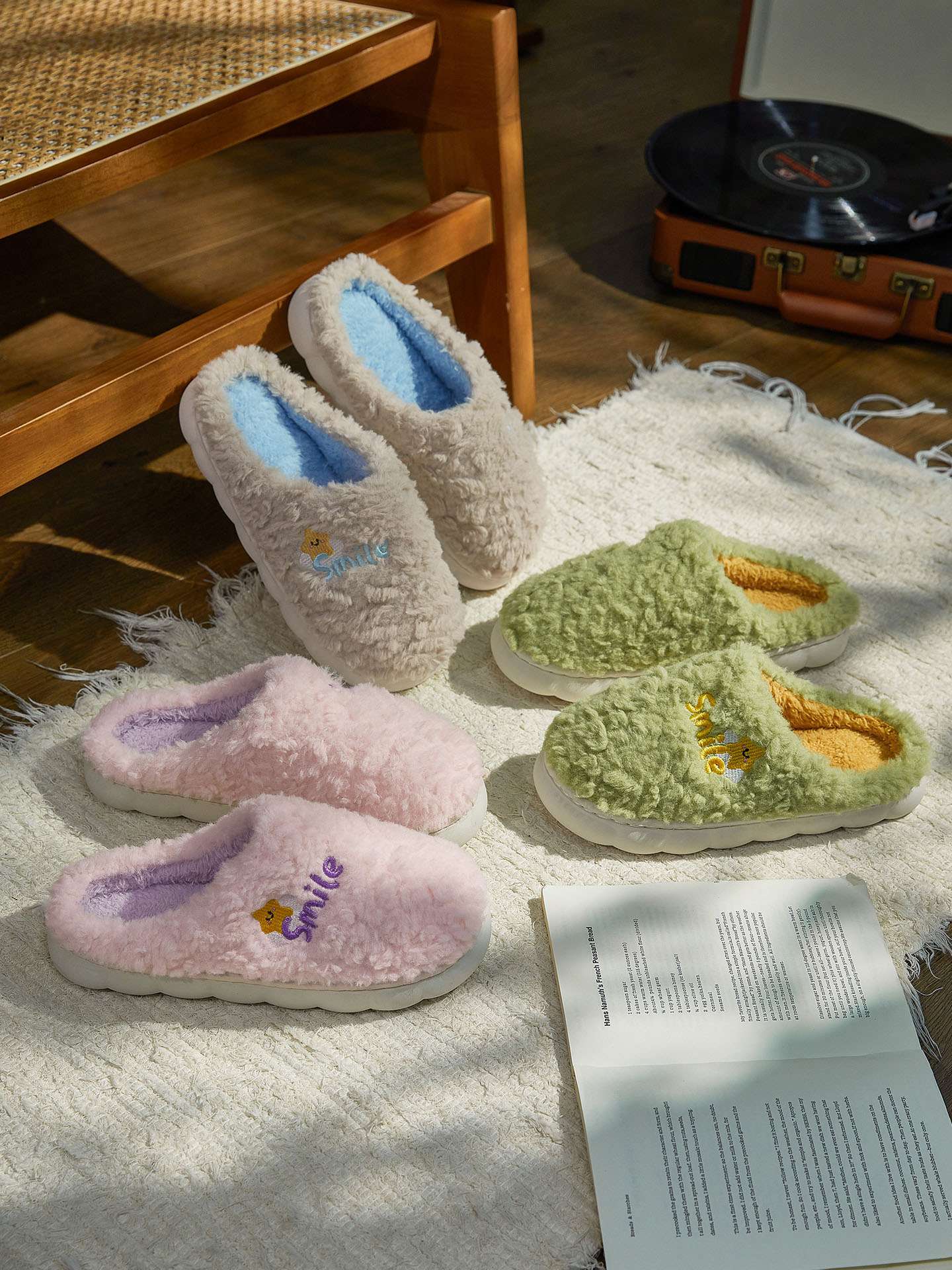 Cozy Plush Smile Fuzzy Slippers