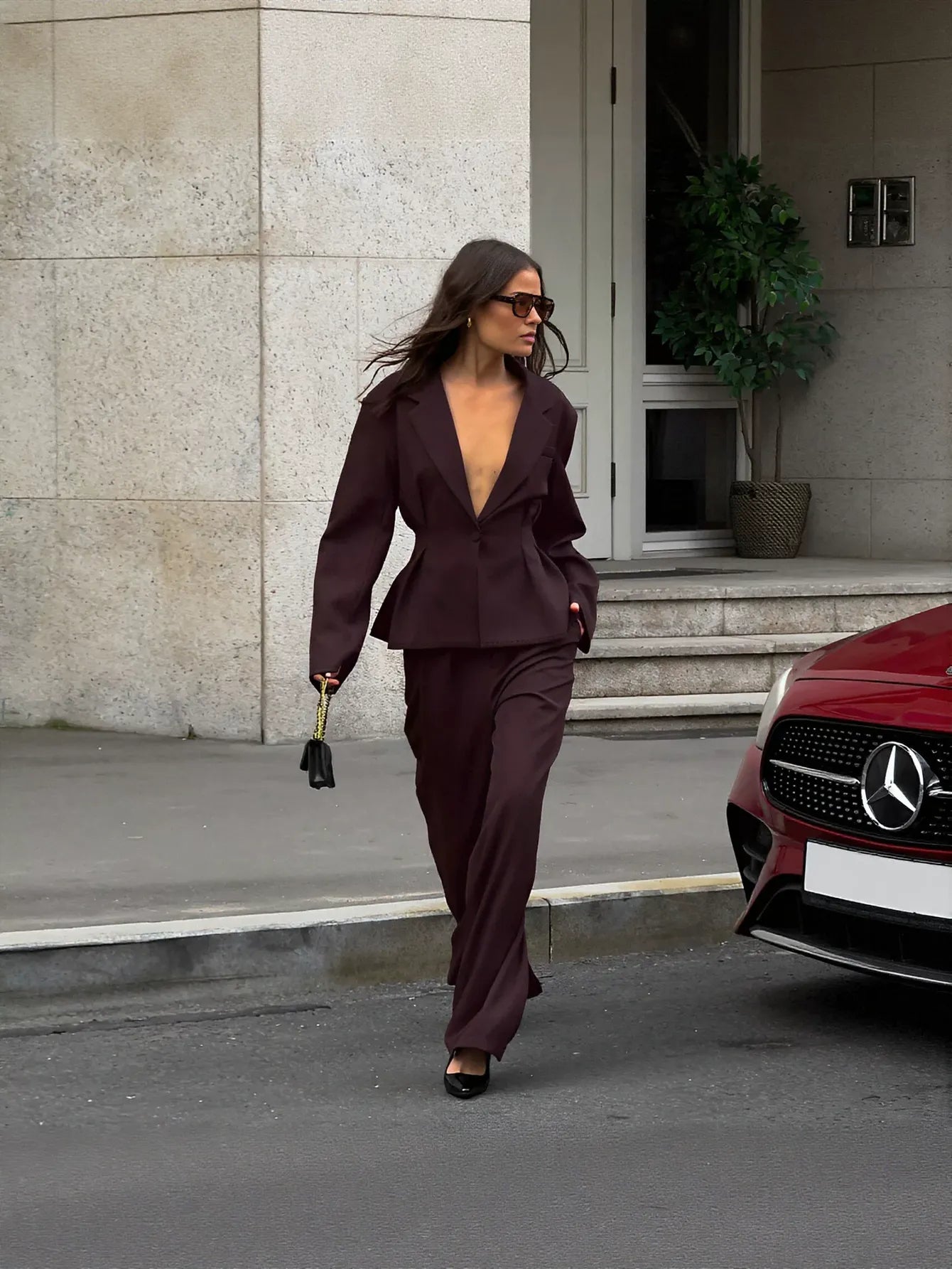 Tailored Peplum Blazer Wide Leg Pant Set