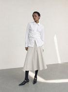 Ruched Waist Button Down Shirt