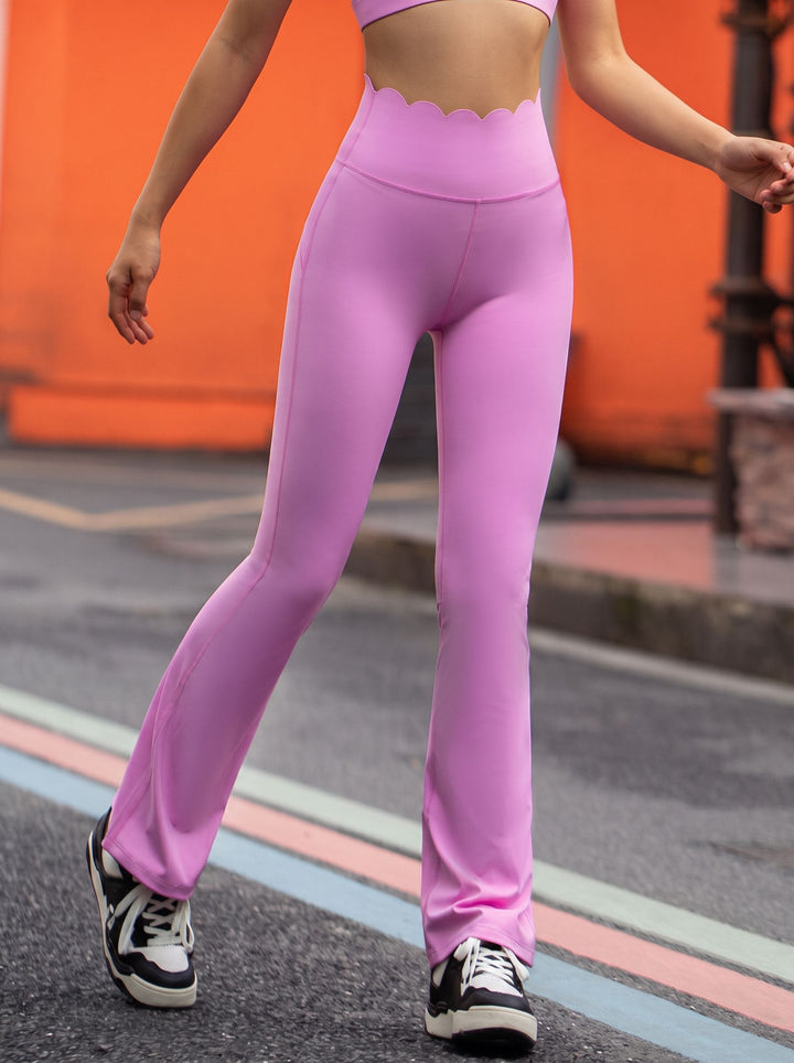 Scalloped High Waisted Flare Yoga Pants