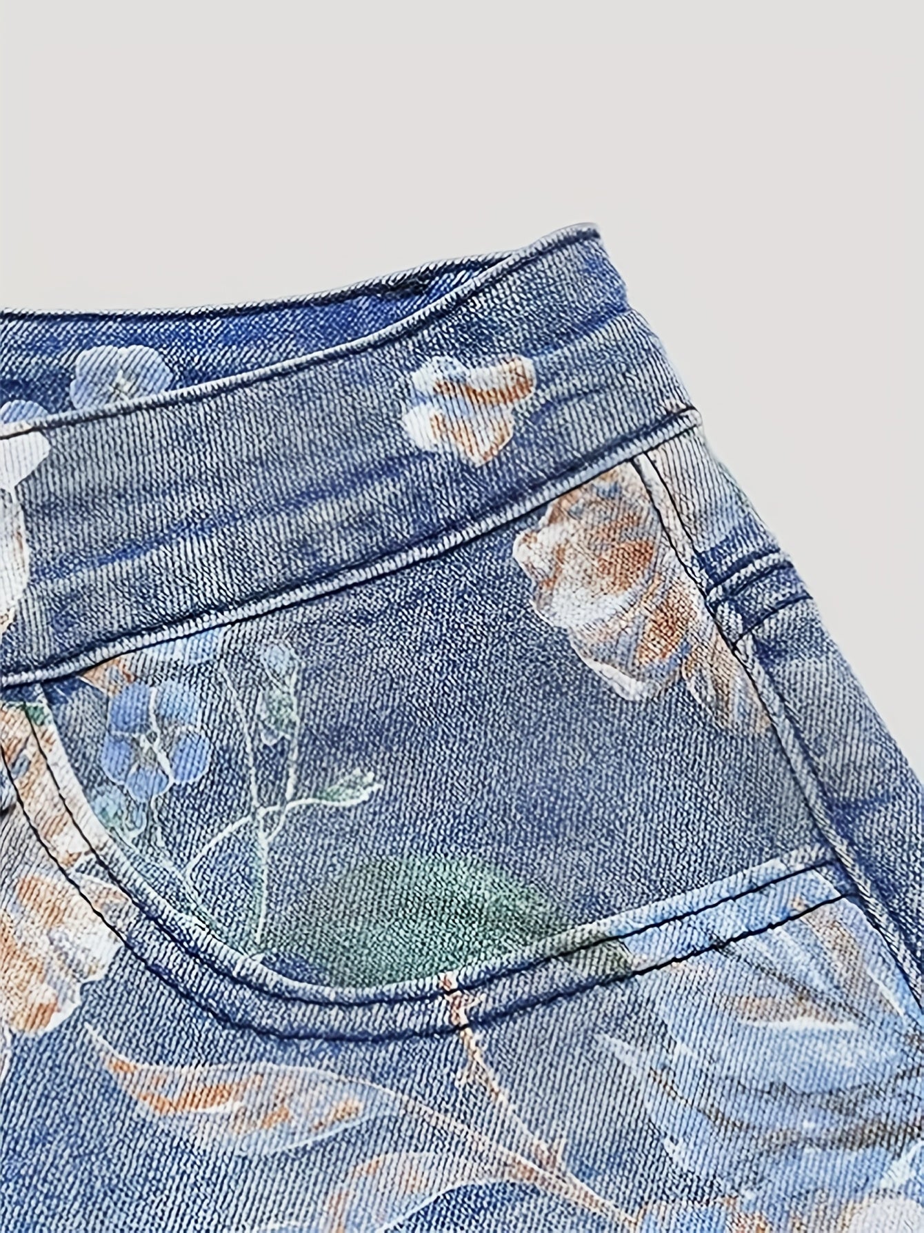 Floral Print High Waisted Jeans