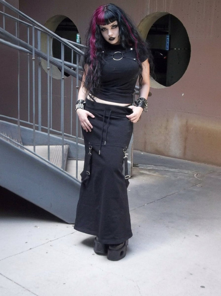 Edgy Utility Cargo Maxi Skirt
