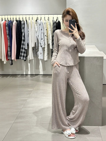 Soft Ribbed Knit Loungewear Set