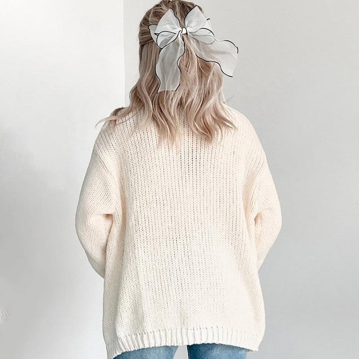Cozy Pumpkin Embroidered Knit Cardigan