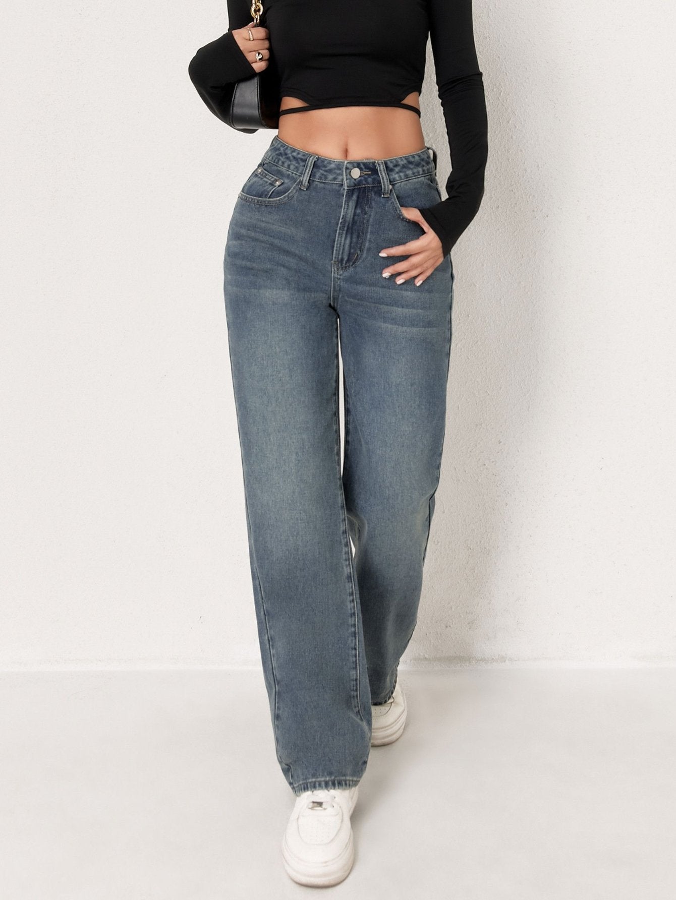 High Rise Relaxed Straight Jeans