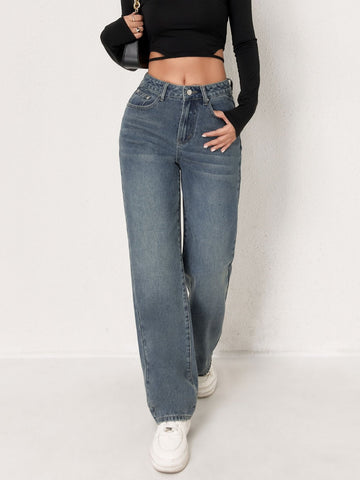 High Rise Relaxed Straight Jeans