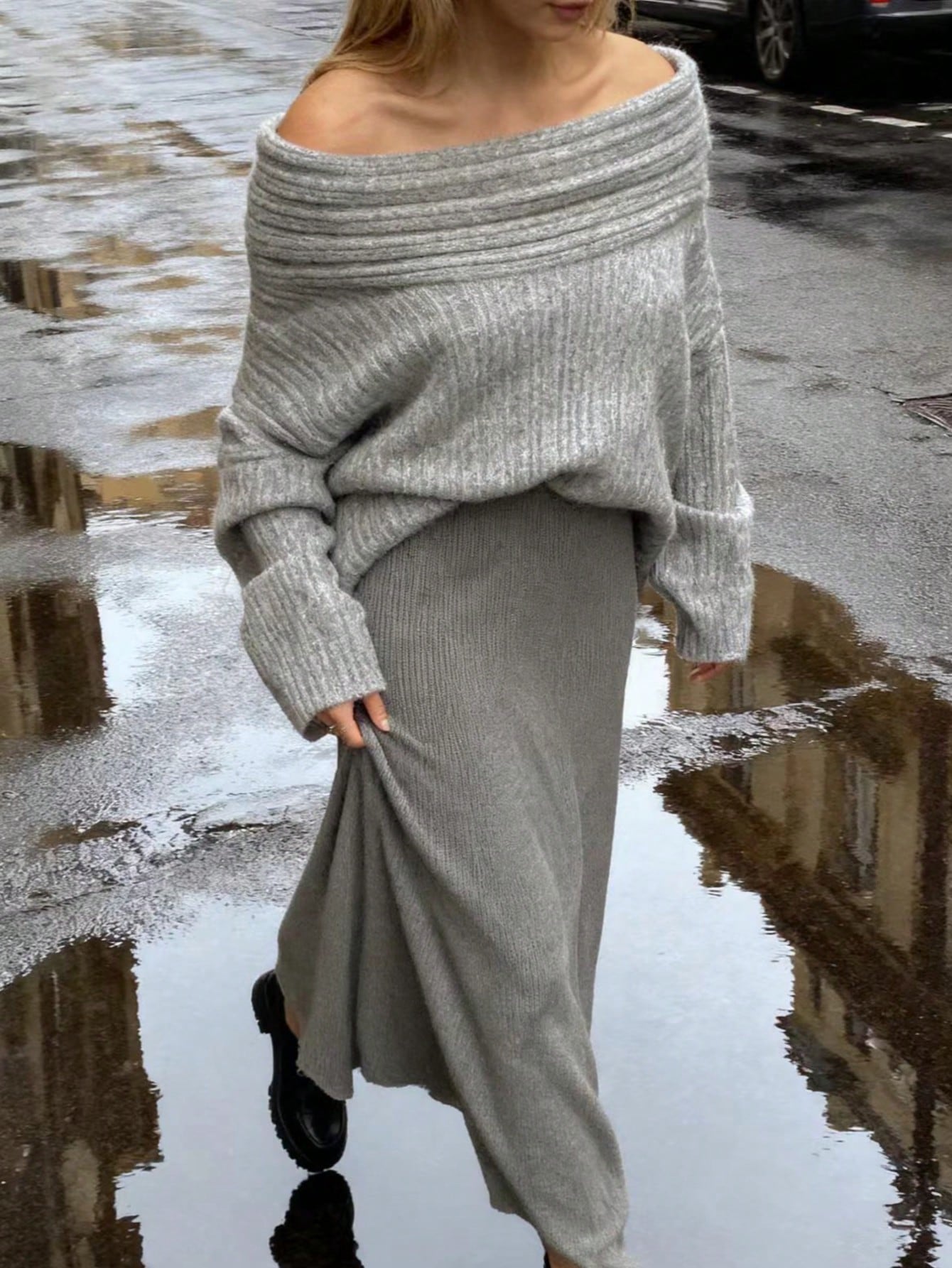 Off The Shoulder Ribbed Sweater