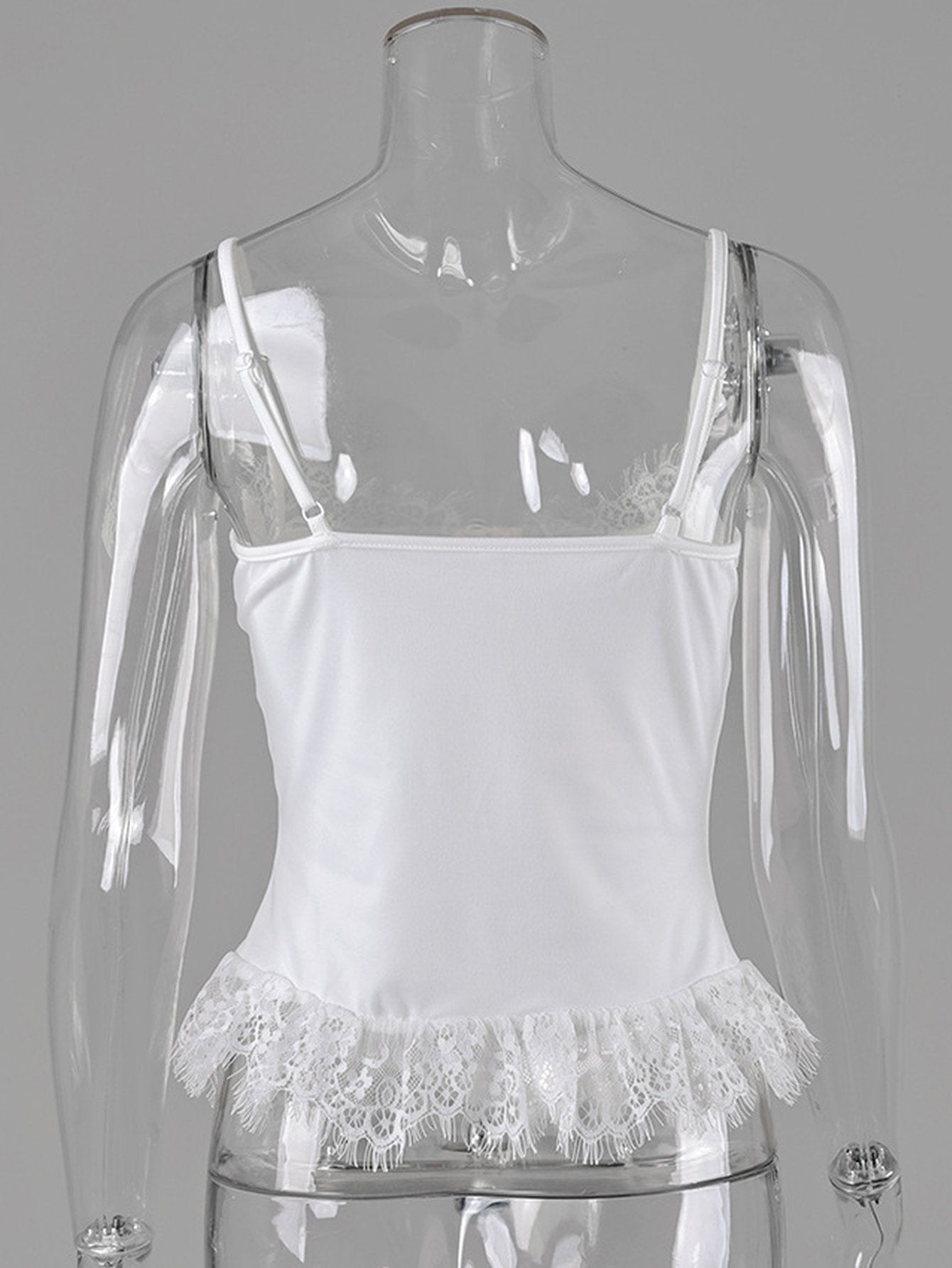 Lace Trim Button Front Corset Top