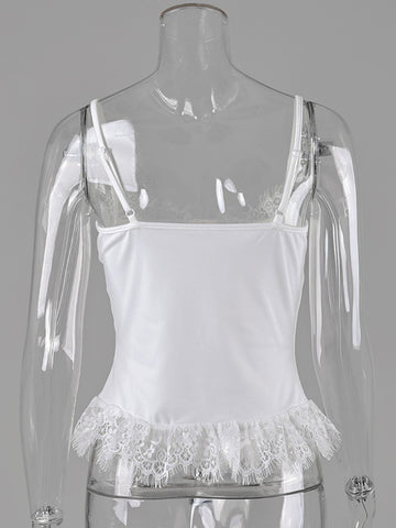 Lace Trim Button Front Corset Top