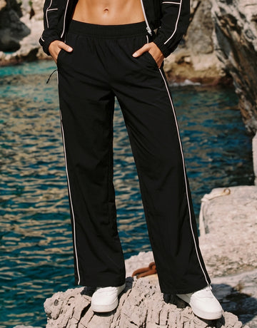 High Waisted Piping Sporty Jogger Pants