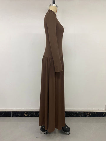 Elegant Mock Neck Maxi Dress