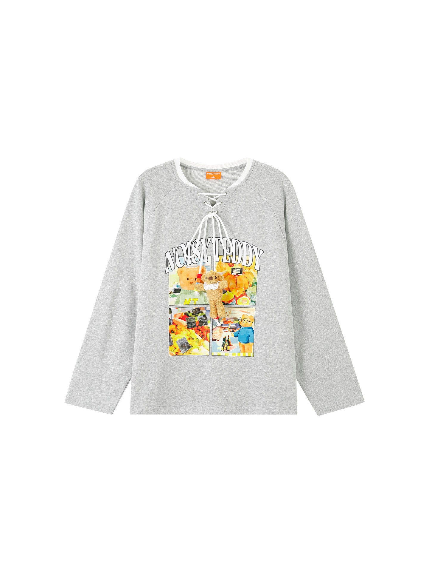 Graphic Lace Up Teddy Sweatshirt